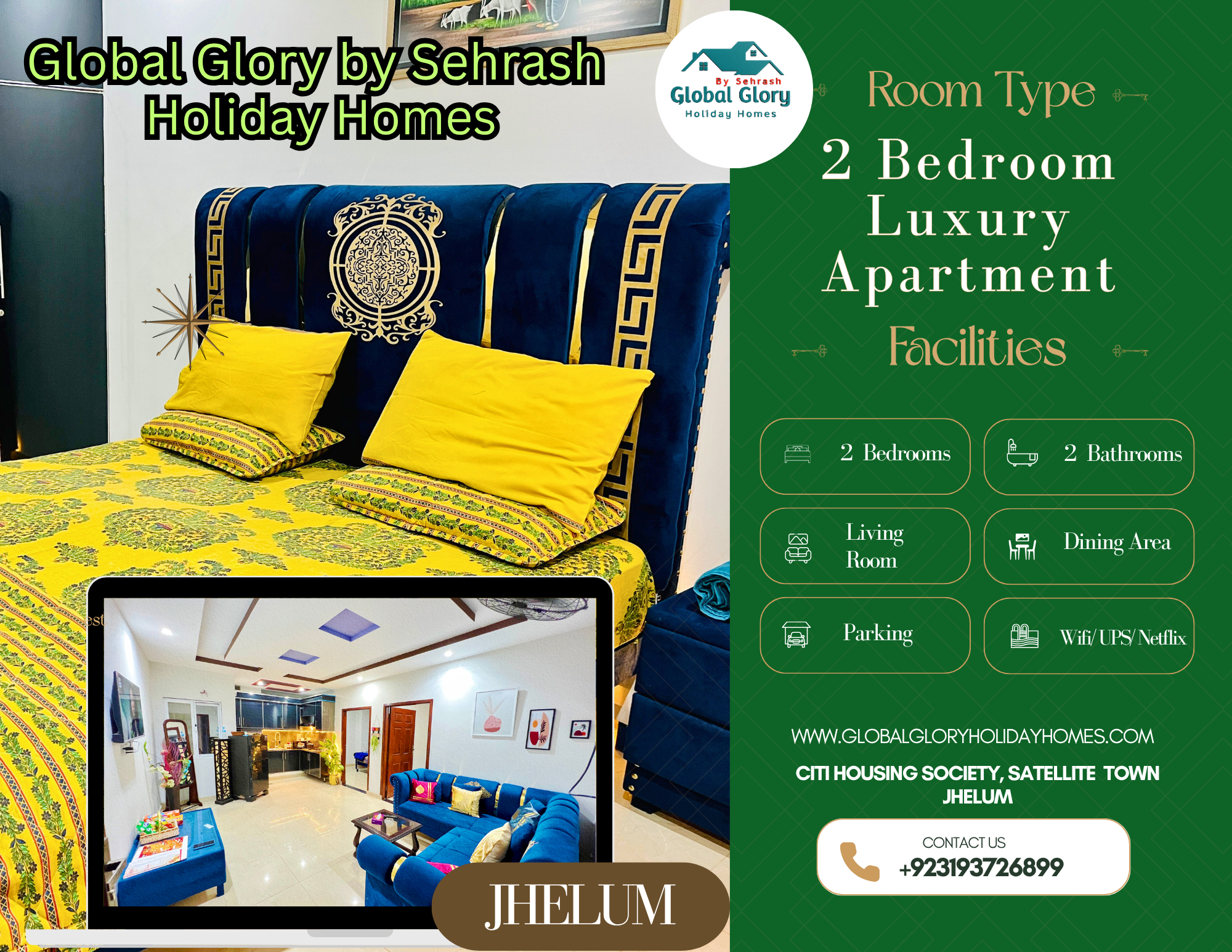 Kashmir Heights Cozy 2 Bedrooms Apartment — Global Glory Jhelum