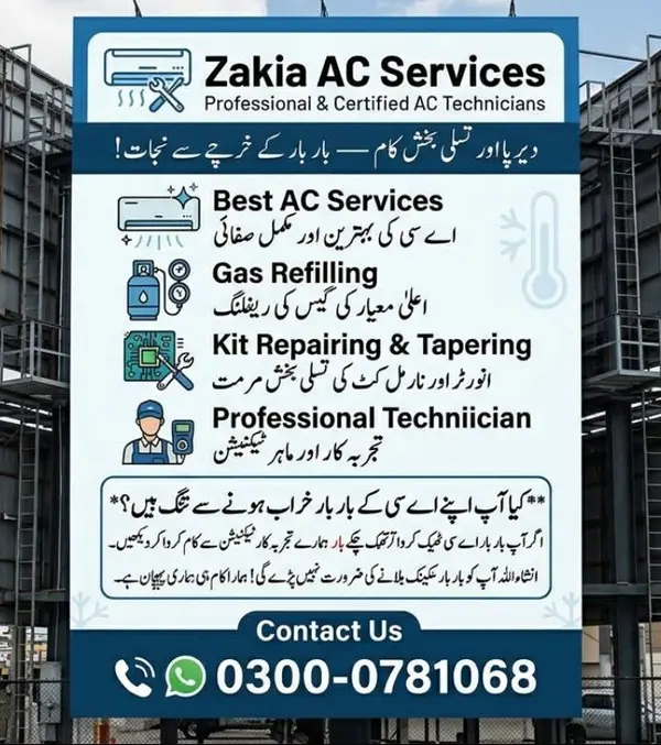 Zakia AC Services | Professional AC Repair Gas Refill and Maintenance Services