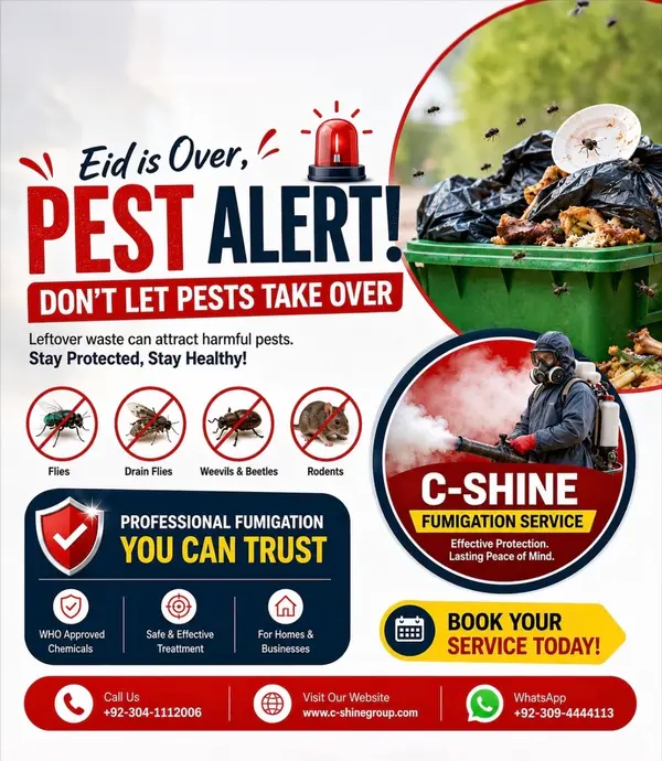 C Shine Fumigation Services | Post-Eid Pest Control and Fumigation Services by C-SHINE