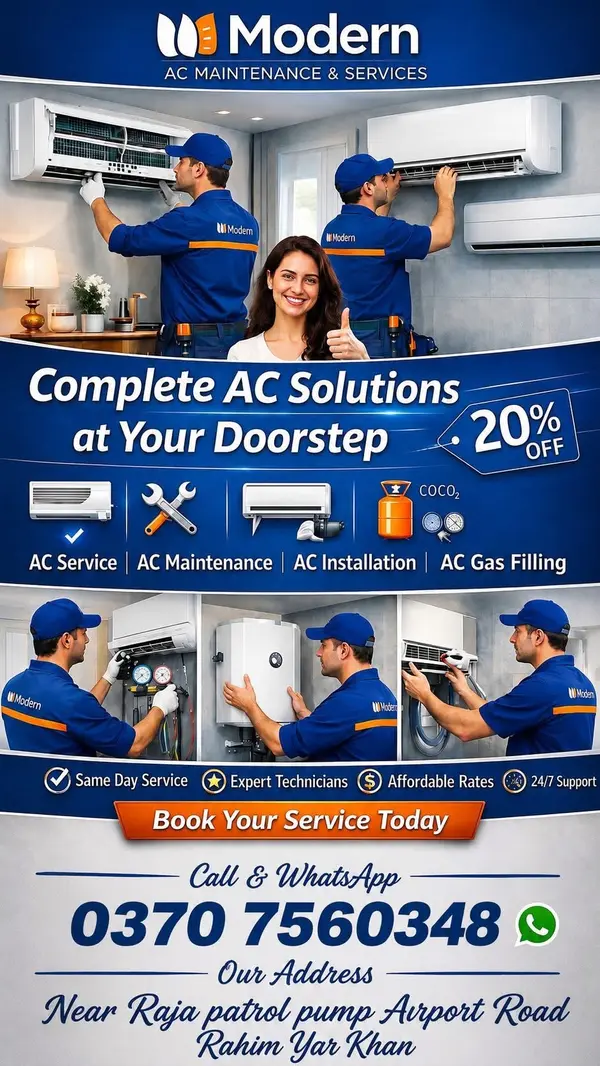 Modern AC Maintenance and Installation Services in Rahim Yar Khan
